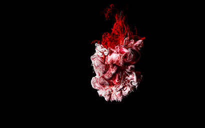 Liquid Explorer of Red and white ink explosion