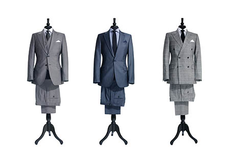 White background Explorer of Burberry men's suits on mannequin