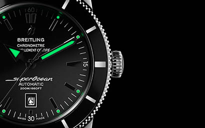 Black background Explorer of Breitling watch face