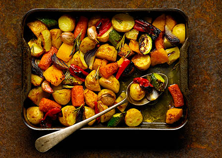 Hot food Explorer of Roasted potatoes and carrots