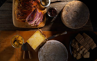 Food Photography of Daylesford Organic cheese board and charcuterie