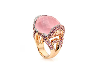 Rings Explorer of Gold ring with pink opal