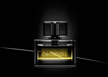 Black background Explorer of Azagury perfume bottle