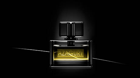 Black background Explorer of Azagury perfume bottle