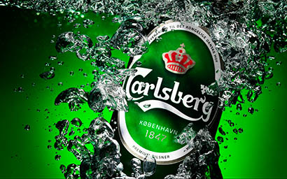 Coloured background Explorer of Carlsberg beer bottle