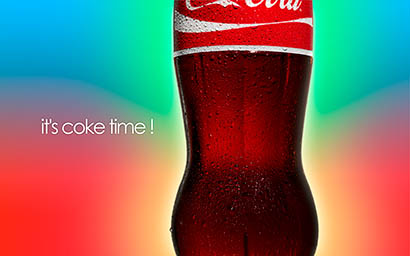 Coloured background Explorer of Coca Cola bottle