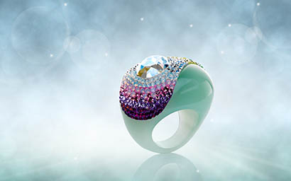 Coloured background Explorer of Swarovsky ring