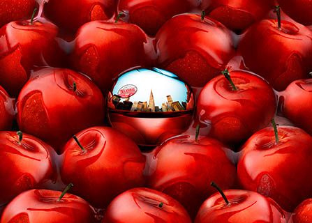 Fruits and vegetables Explorer of DKNY Red Delicious fragrance bottle