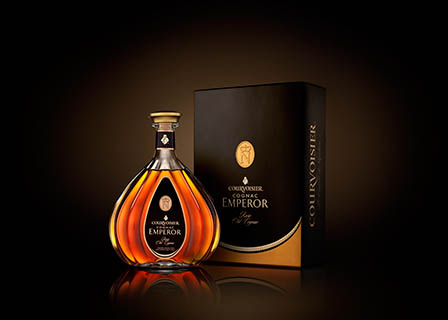 Drinks Photography of Courvoisier Cognac bottle and box