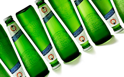 White background Explorer of Peroni beer bottles