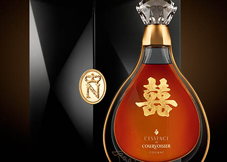 Drinks Photography of Courvoisier L'Essence Cognac bottle and box