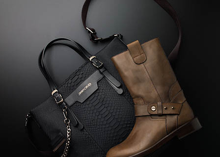 Leather goods Explorer of Jimmy Choo bag and boots