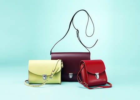 Fashion Photography of Cambridge Satchel Company pushlock handbags