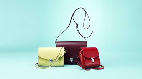 Advertising Still life product Photography of Cambridge Satchel Company pushlock handbags