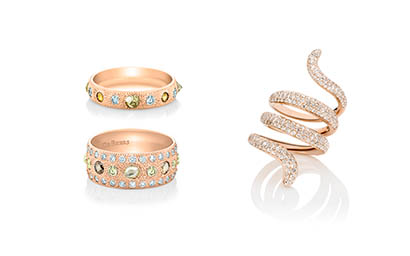Rings Explorer of DeBeers jewellery gold band and snake ring