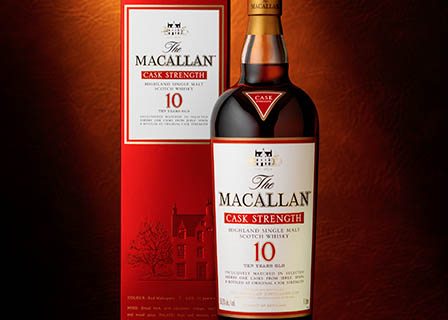 Coloured background Explorer of Macallan whisky bottle