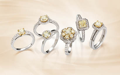 Rings Explorer of Platinum rings with yellow diamond