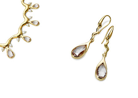 Rings Explorer of Gold drop earrings and necklace