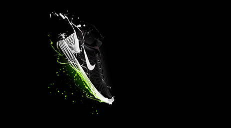 Black background Explorer of Nike trainer