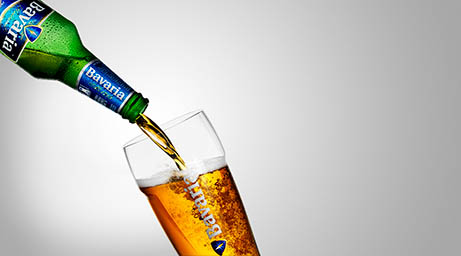 Drinks Photography of Bavaria beer bottle pour shot