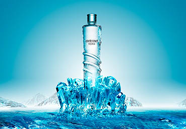 Coloured background Explorer of Roberto Cavalli wodka bottle