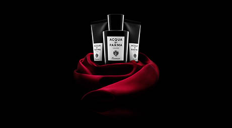 Black background Explorer of Acqua Di Parma eau de cologne bottle