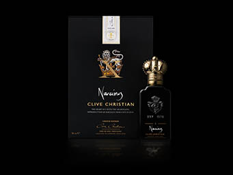 Black background Explorer of Clive Cristian fragrance bottle