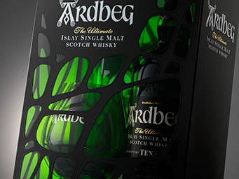 Bottle Explorer of Ardbeg whisky bottle land glass box set
