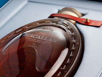 Drinks Photography of Macallan whisky bottle leather box set