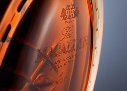 Bottle Explorer of Macallan whisky decanter label close up