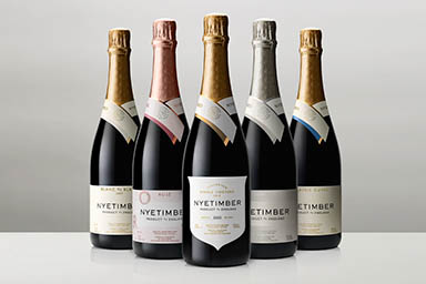 Drinks Photography of Nyetimber sparkling wine bottles