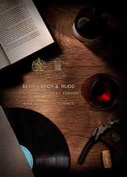 Drinks Photography of Berry Bros & Rudd red wine bottle and serve