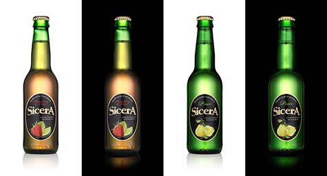White background Explorer of Sicera cider bottles
