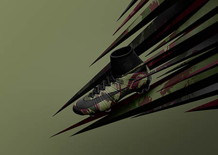Coloured background Explorer of Nike HyperVenom football boots