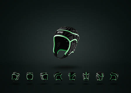 Black background Explorer of Npro rugby head guard