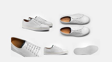 White background Explorer of John Lobb white leather trainers