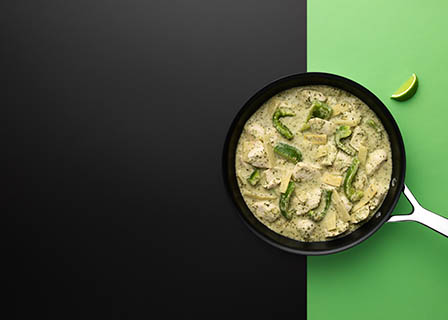 Coloured background Explorer of Scratch meals thai green curry