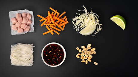 Black background Explorer of Scratch Meals ingredients shot