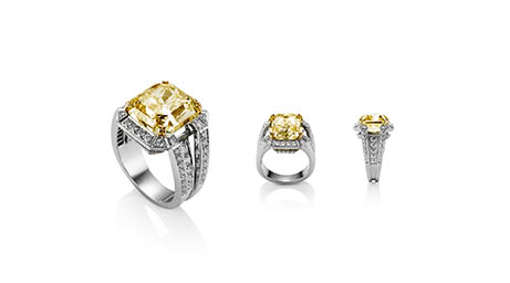 Jewellery Photography of Ritz Fine Jewellery platinum ring with yellow diamond