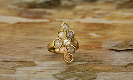 Fine jewellery Explorer of Book Gregson ring with precious stones