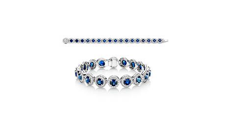 Fine jewellery Explorer of Robert Glen saphire and diamonds platinum bracelet