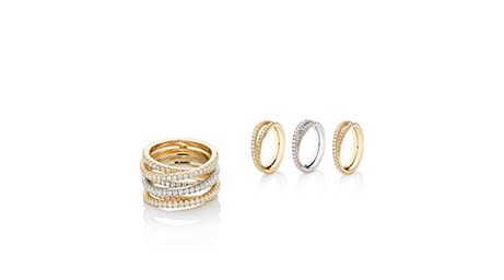 White background Explorer of Robert Glen gold diamond bands