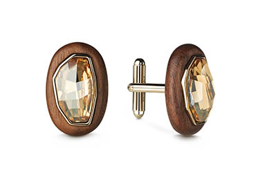 White background Explorer of Swarovsky & Kutur wood clip earrings with crystals