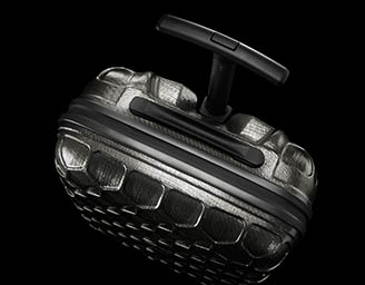 Black background Explorer of Antler suitcases