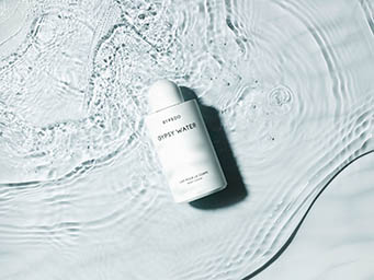 Cosmetics Photography of Byredo body lotion bottle