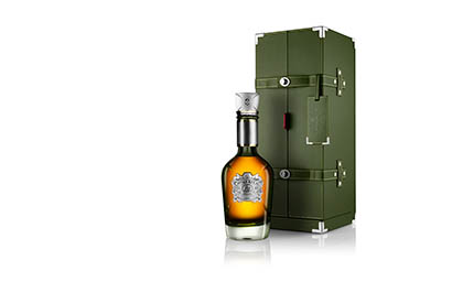 White background Explorer of Chivas Regal bottle and leather box