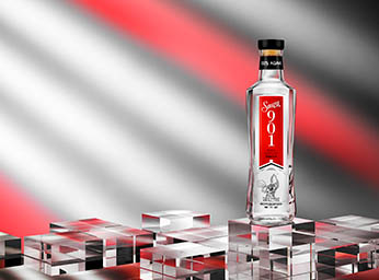 Coloured background Explorer of Sauza tequila bottle