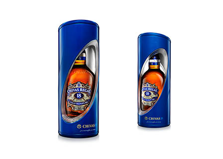 White background Explorer of Chivas Regal whisky bottle and box set