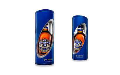 White background Explorer of Chivas Regal whisky bottle and box set