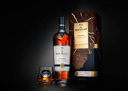Advertising Still life product Photography of Macallan whisky bottle and serve box set